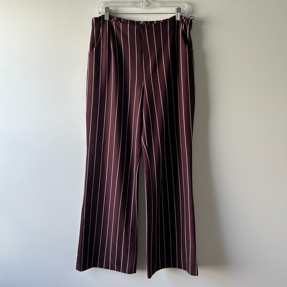 Anne Fontaine brown and white striped wide leg pants